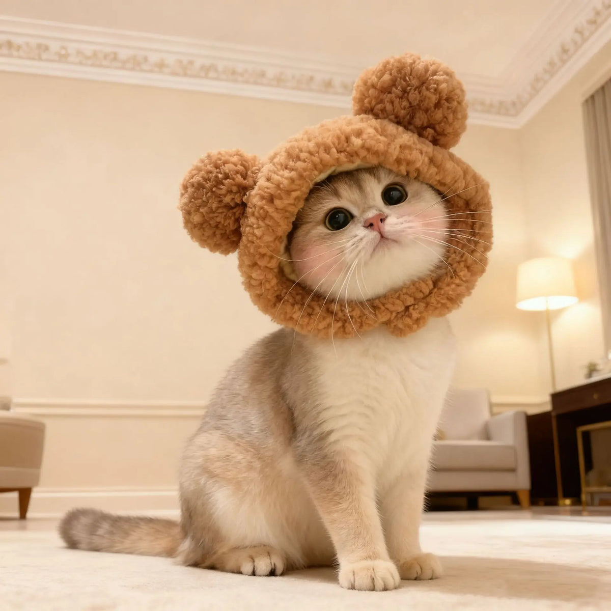 Adorable Bear Plush Pet Headwear for Cats and Small Dogs