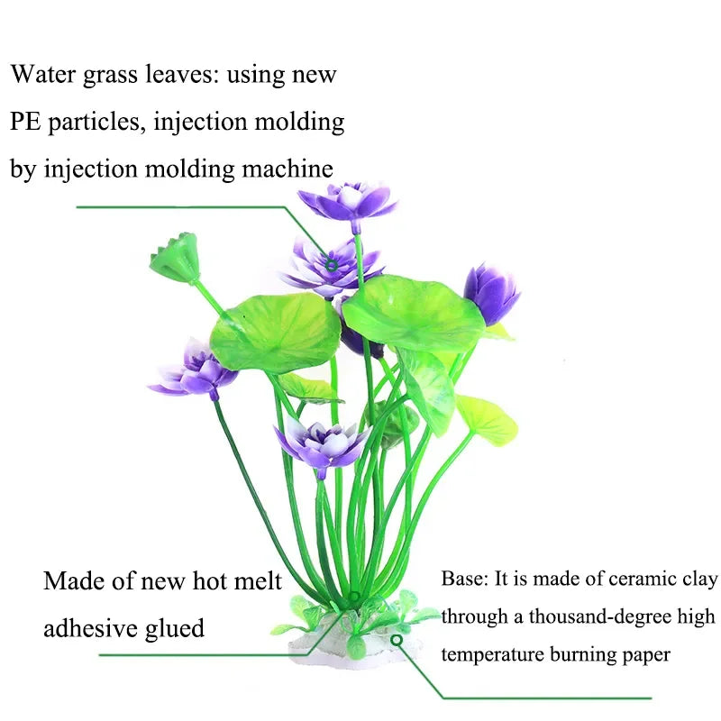 Planta Artificial Realista para Acuario con Base de Cerámica