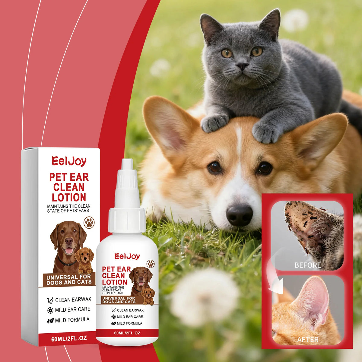 Gentle Pet Ear Cleaning Solution for Dogs, Cats & Rabbits