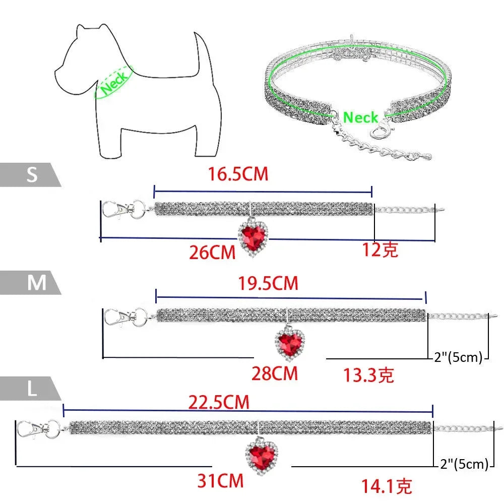 Love Water Drop Diamond Pet Necklace for Cats and Dogs
