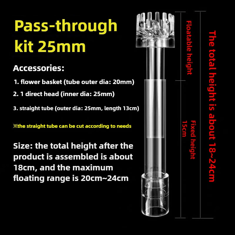 Clear Aquarium Skimmer with Acrylic Lily Pipe Inflow Outflow