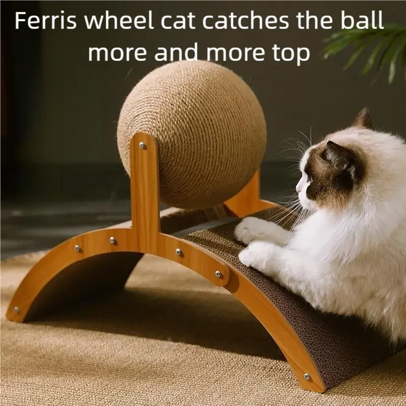2-in-1 Cat Scratching Ball and Wooden Scratcher