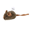Pet petite souris en peluche marron avec oreilles et ficelle à tirer, conçue pour le jeu interactif.