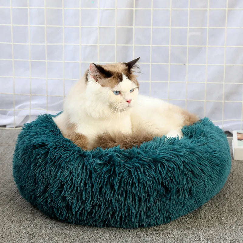 Lit Donut en Peluche Confortable pour Chat