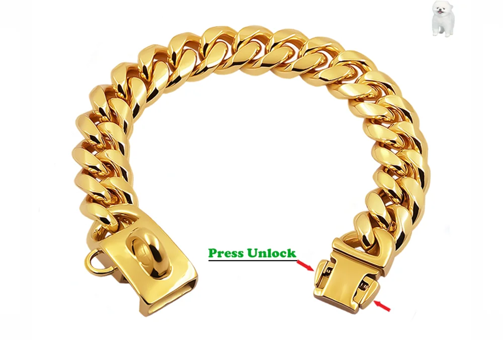 Stainless Steel Cuban Link Dog Collar