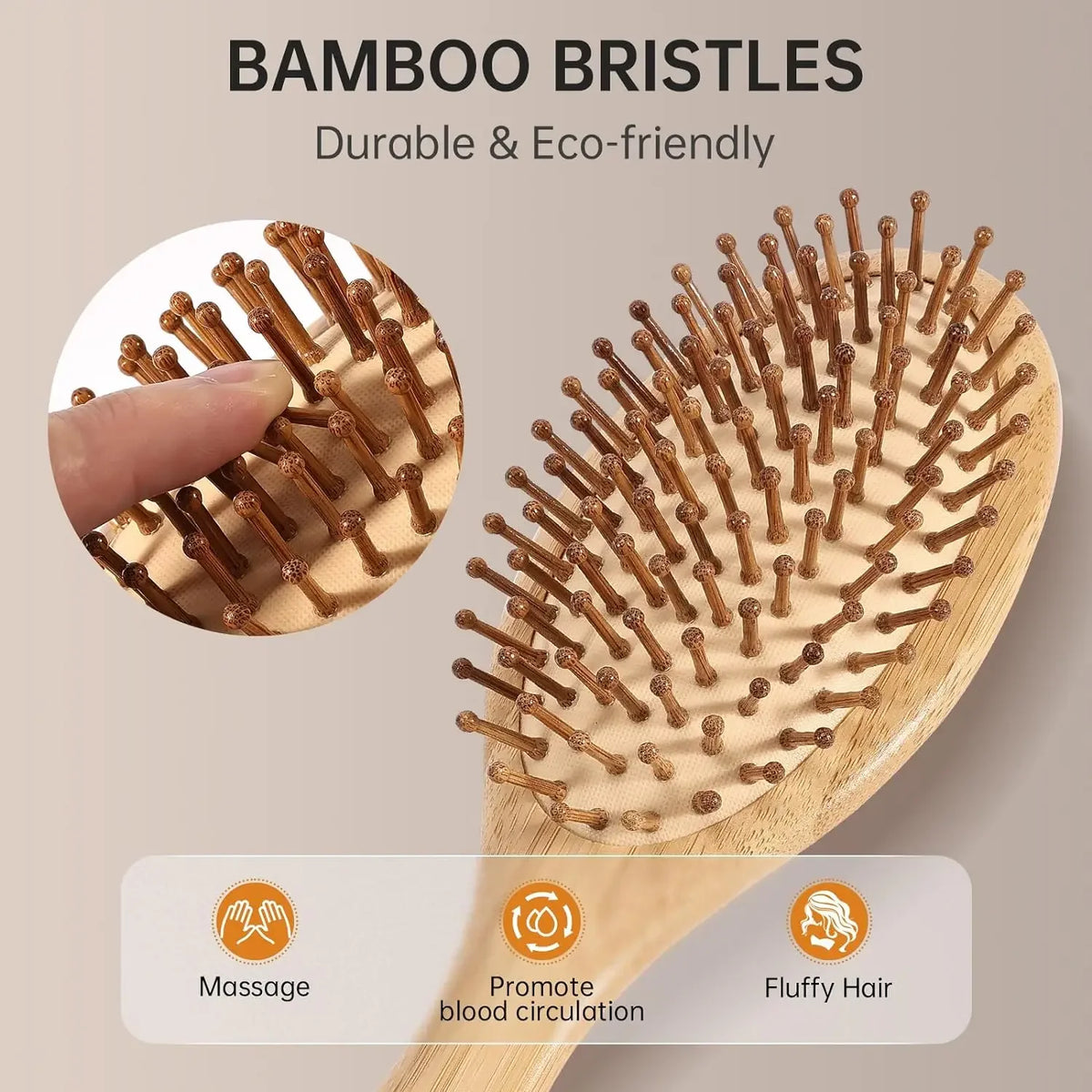 Natural Bamboo Air Cushion Scalp Massage Hair Brush – Detangling & Anti-Static