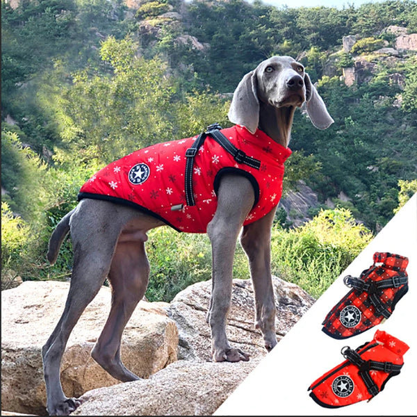 Winter Dog Coat with Harness Waterproof Warm Cotton Jacket