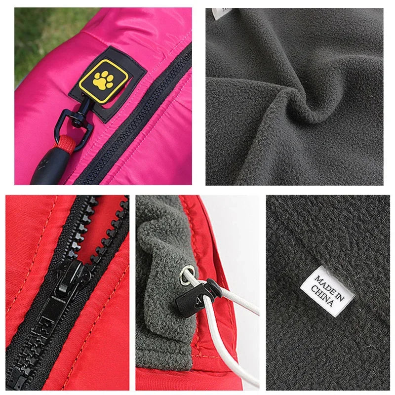 Waterproof Large Dog Coat with Padded Fleece Reflective Jacket