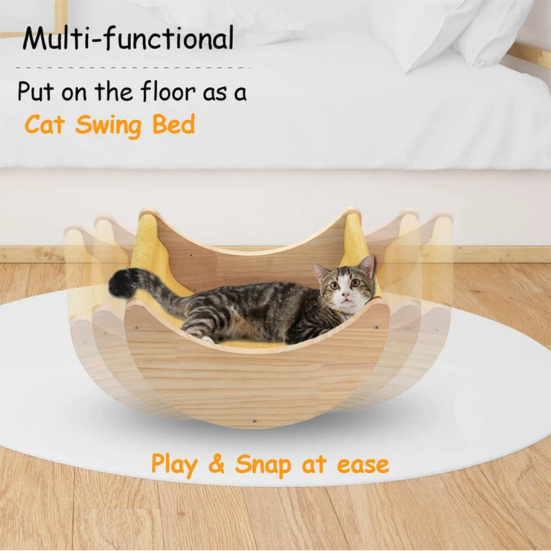 Étagère Murale pour Chat en Forme de Lune avec Hamac