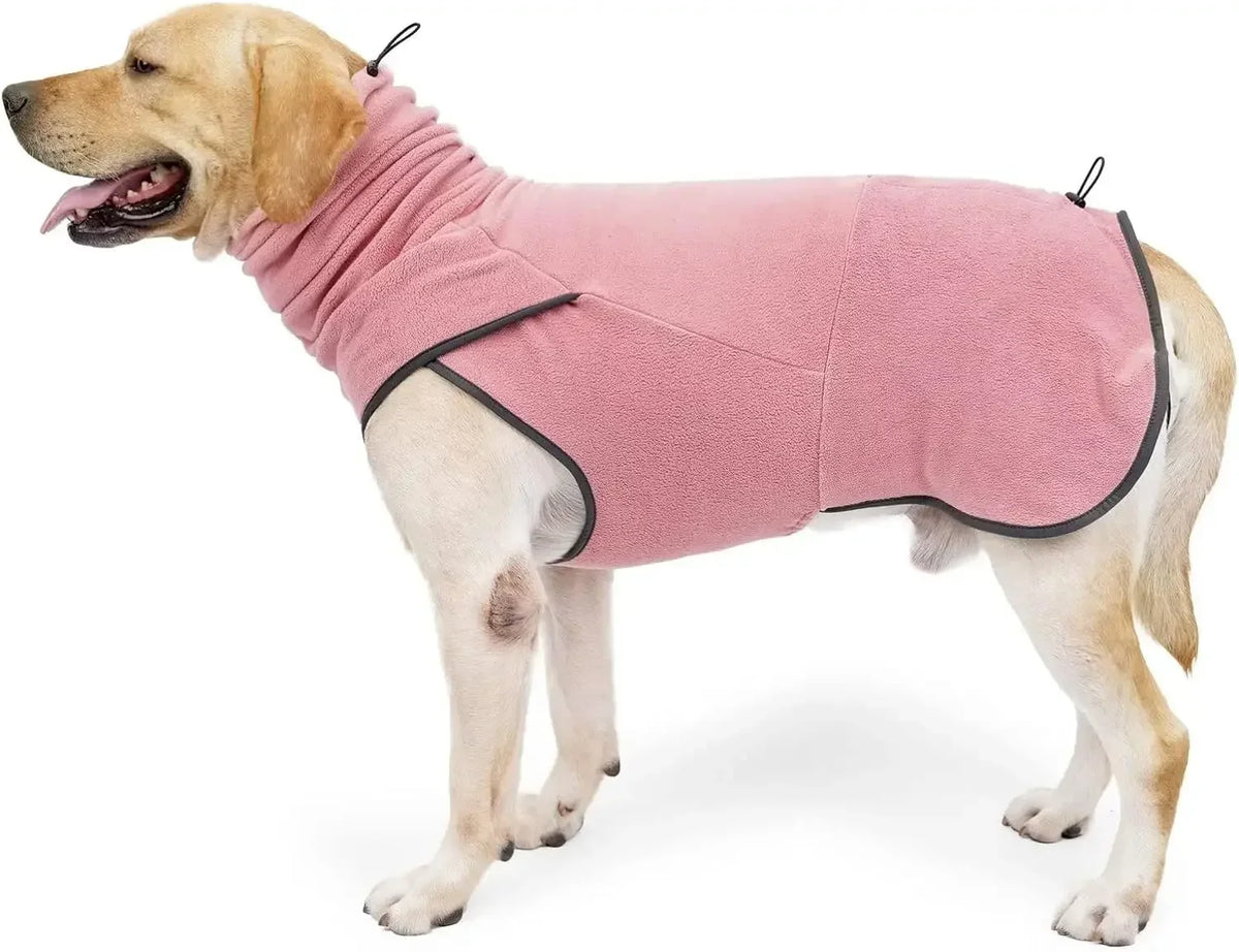 Cozy Fleece Dog Sweater with High Collar and Leg Straps