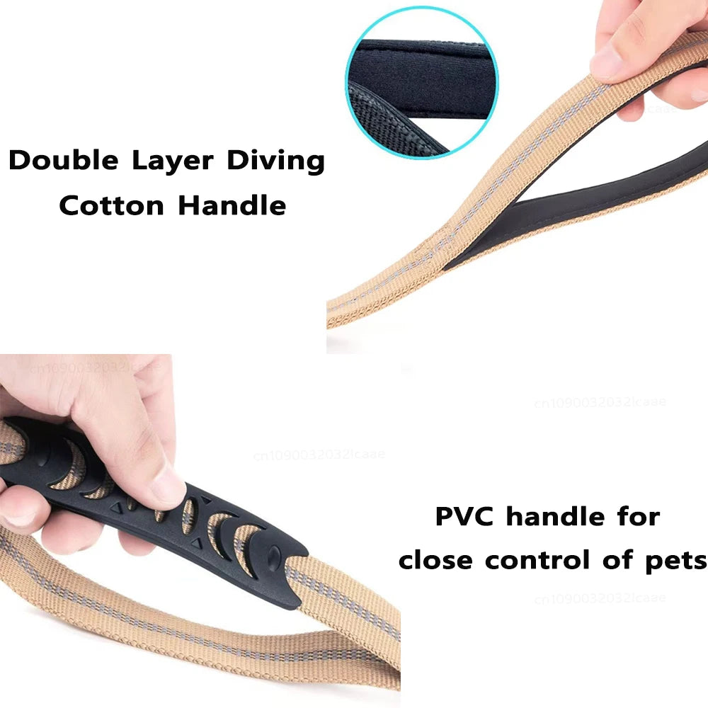 Reflective Bungee Dog Leash with Car Seatbelt Attachment for Large Dogs
