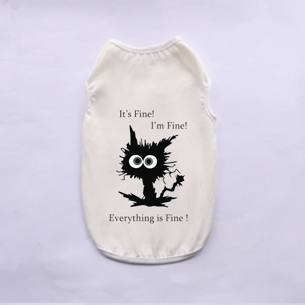 Breathable Summer Pet Vest with Fun Print – Sleeveless Casual Shirt for Small Dogs & Cats