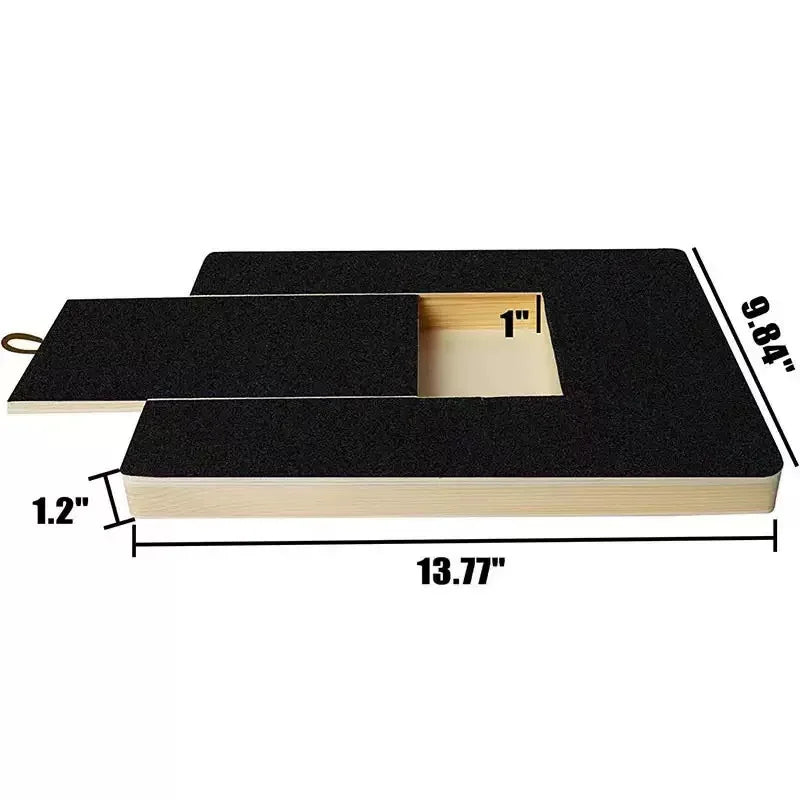 Wooden Dog Nail Scratch Board with Treat Box and Sandpaper Pad