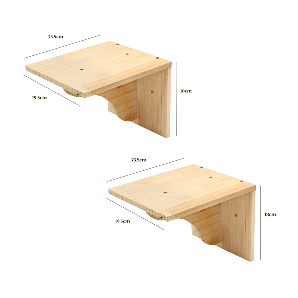 A wooden cat climbing hammock with dimensions 23.5cm by 18cm and a depth of 19.5cm.