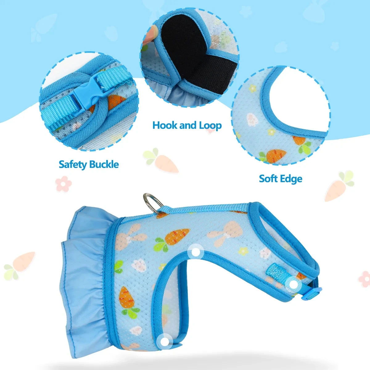 Adjustable Mesh Harness with Leash for Small Pets