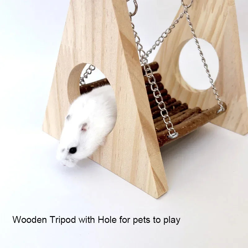 Hamster Wooden Swing with Natural Chew Sticks