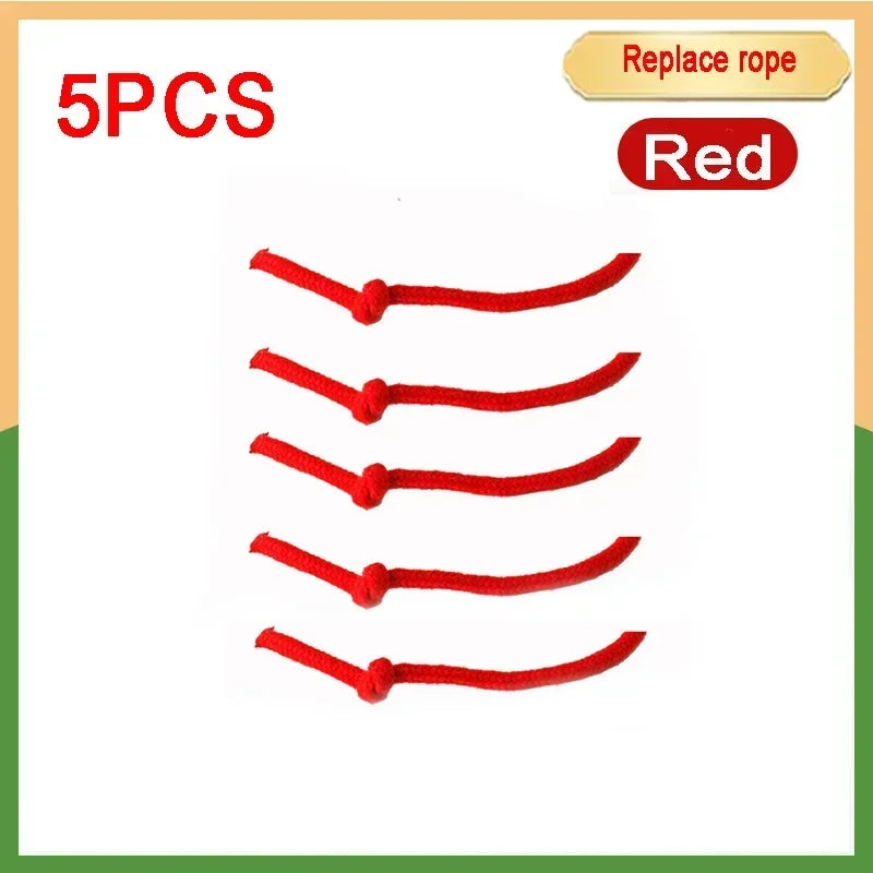 Five red replacement ropes for an interactive prey-simulating pet toy ball
