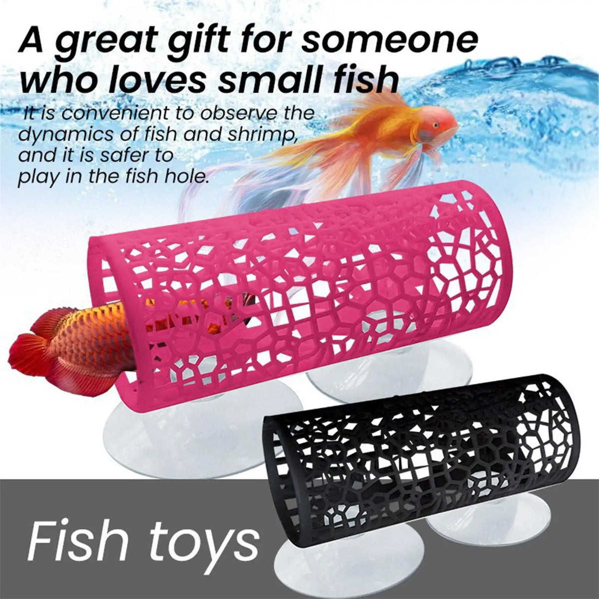 Aquarium Hideout Tube with Suction Cup for Betta and Small Fish