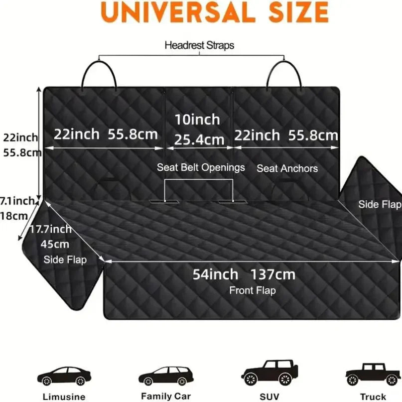 Premium Waterproof Dog Car Seat Cover with Safety Strap