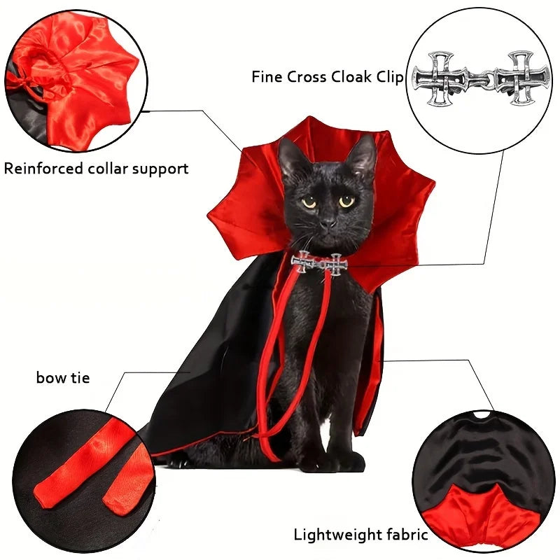 Halloween Vampire Cape & Collar Set for Cats