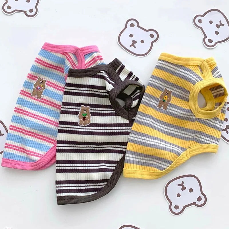 Striped Stretchy Pet Tank Top for Cats and Small Dogs