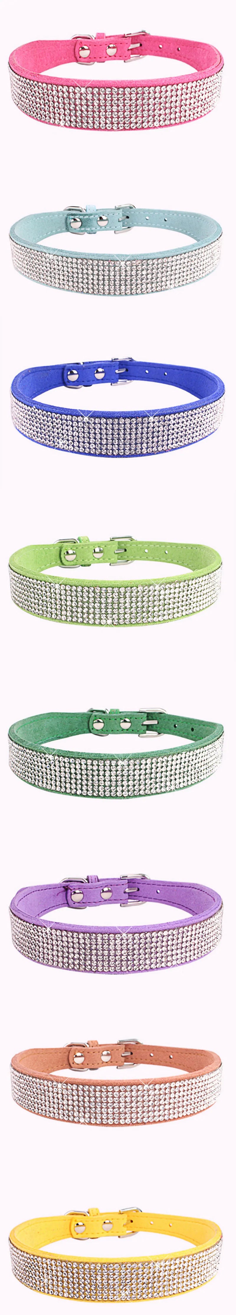 Kristall-Straß-Halsband aus Leder