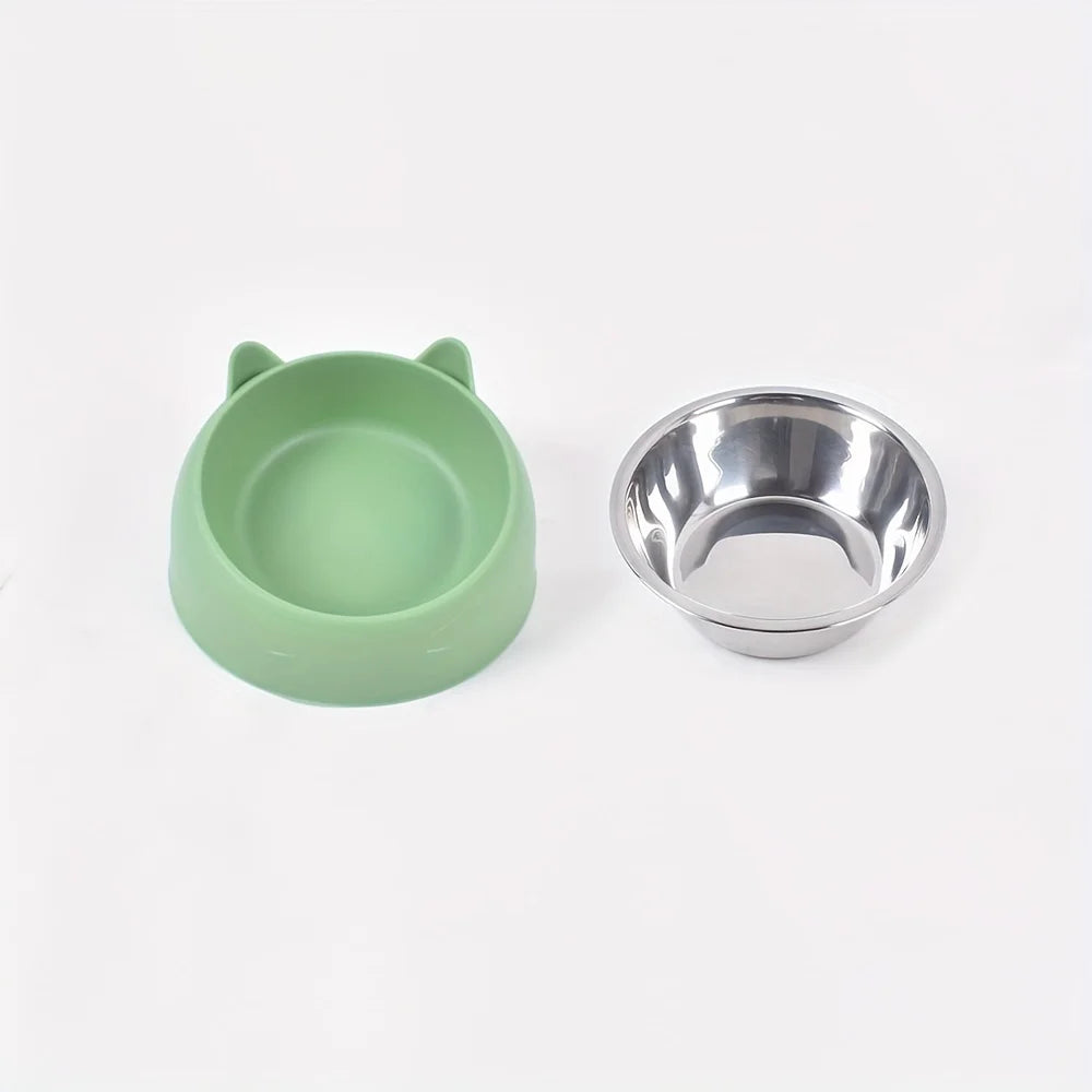 Ergonomic Elevated Cat Bowl with Inclined Stainless Steel Design