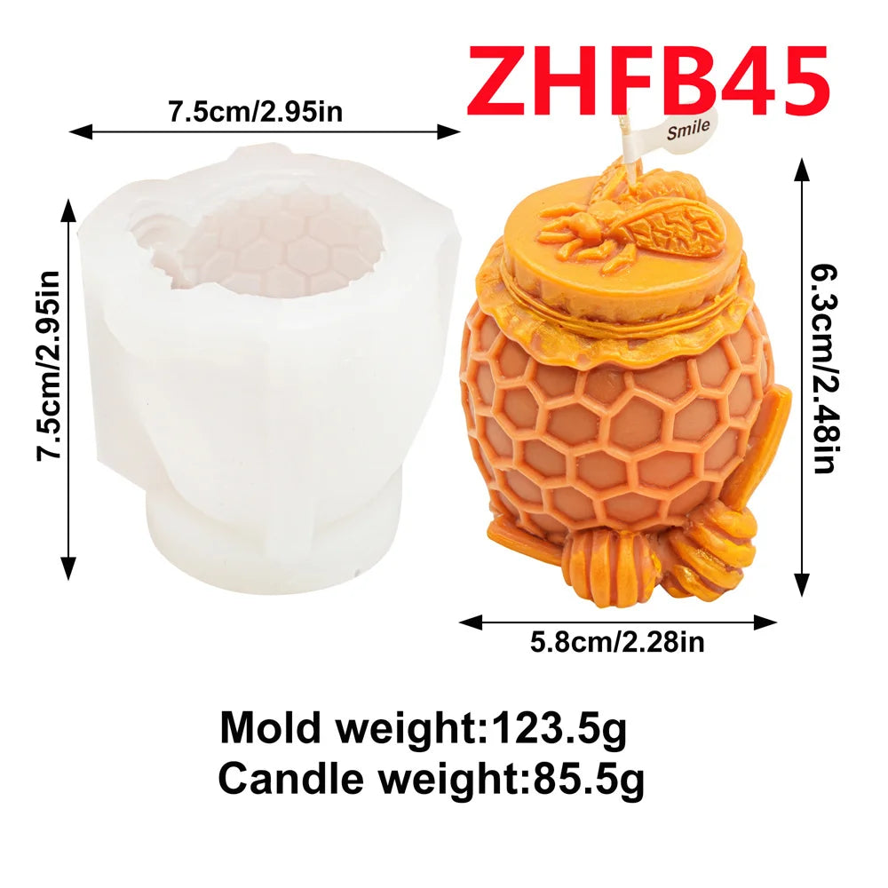 Honeycomb silicone mold for candles and crafts in orange color with a smile design