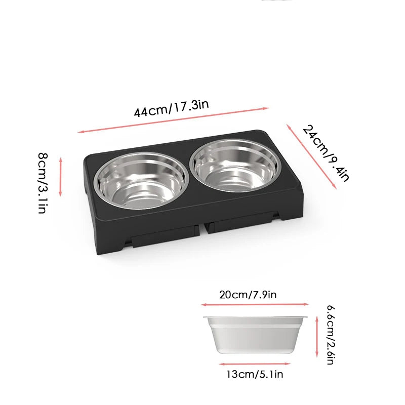 Adjustable Elevated Dog Feeder with Double Stainless Steel Bowls