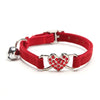 Heart-Shaped Velvet Cat Collar with Bell