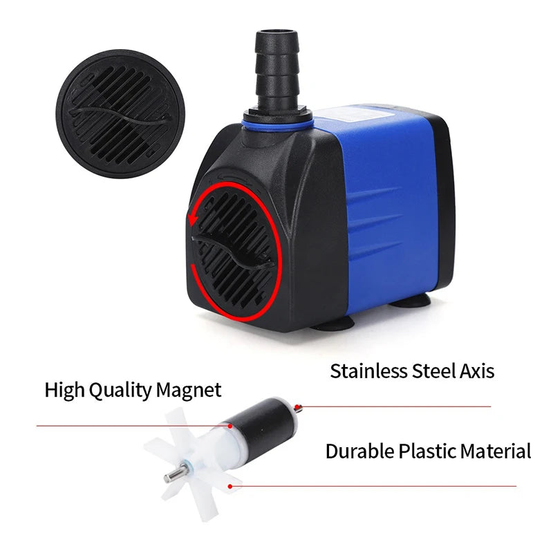 Quiet Mini Submersible Pump for Aquariums, Fountains & Waterfalls