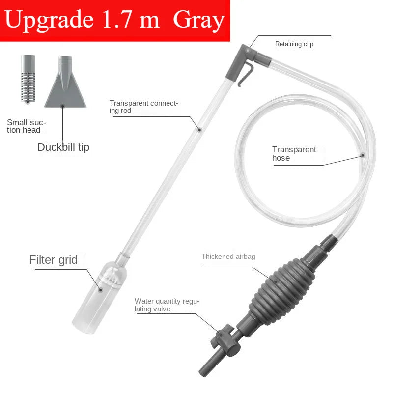 Kit de Siphon 3-en-1 pour Aquarium avec Tube d'Extension