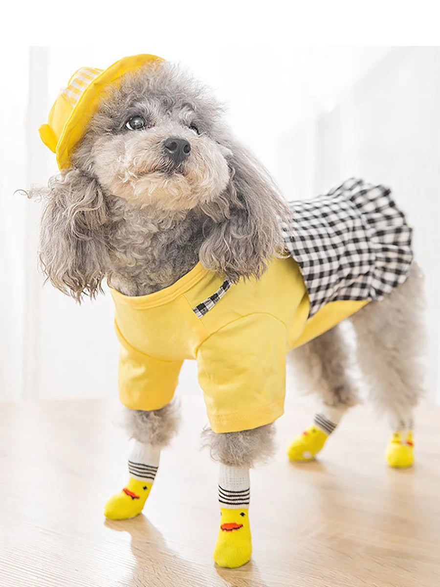Non-Slip Cotton Pet Socks for Dogs & Cats (4-Pack)