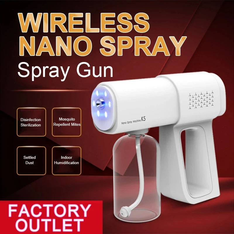 Portable Electric Nano Mist Sanitizing Sprayer Gun with Blue Light