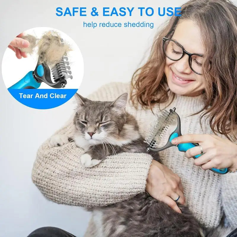2-in-1 Pet Deshedding Brush for Dogs and Cats