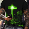 Faith-Inspired Graphic Crew Neck Tee for Men