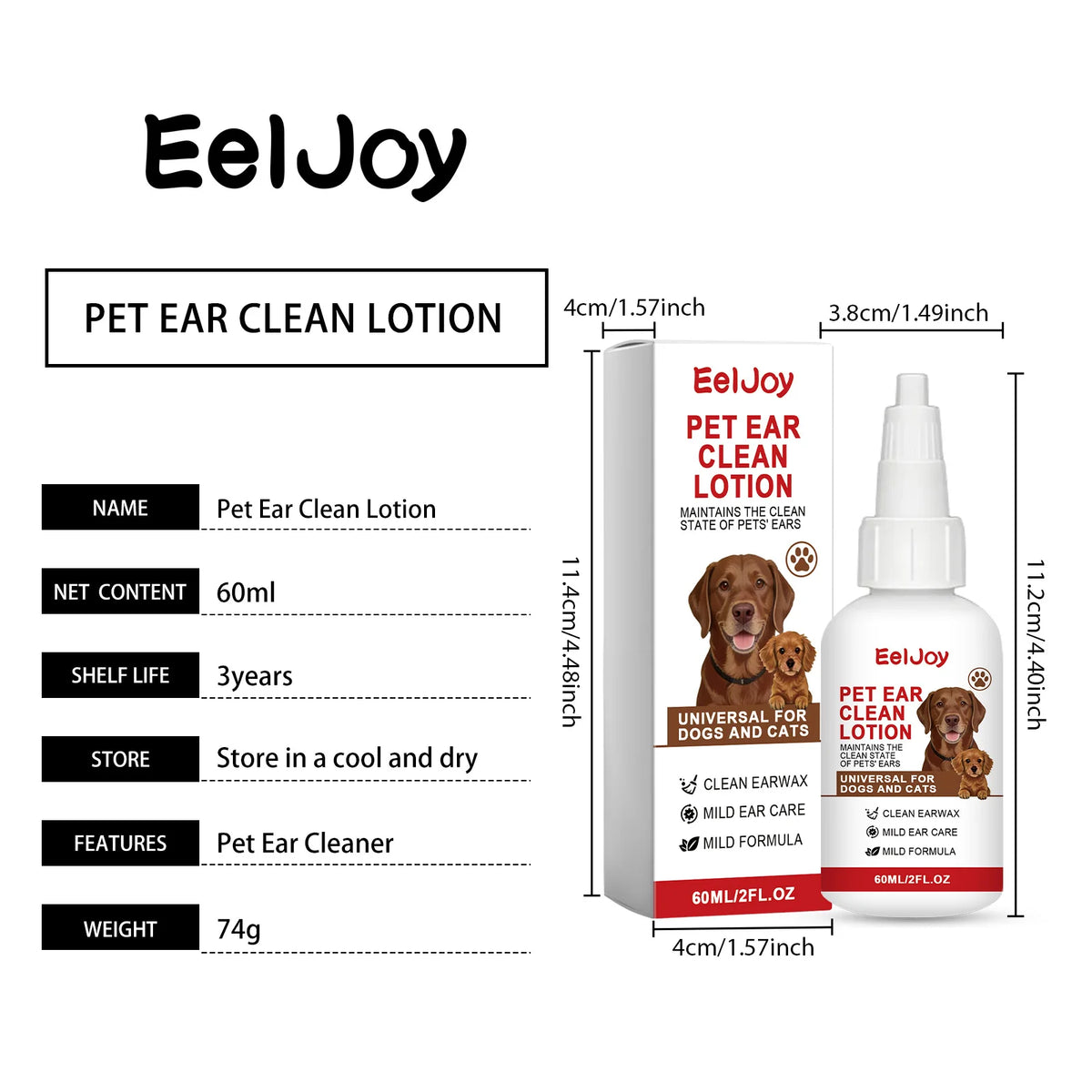 Gentle Pet Ear Cleaning Solution for Dogs, Cats & Rabbits