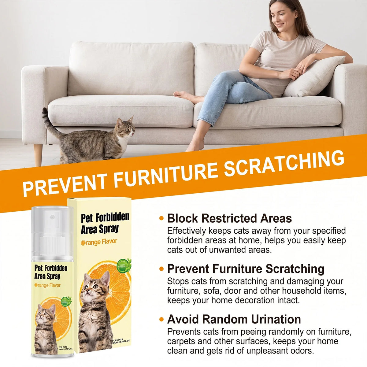 Gentle Cat Deterrent Spray for Furniture Protection