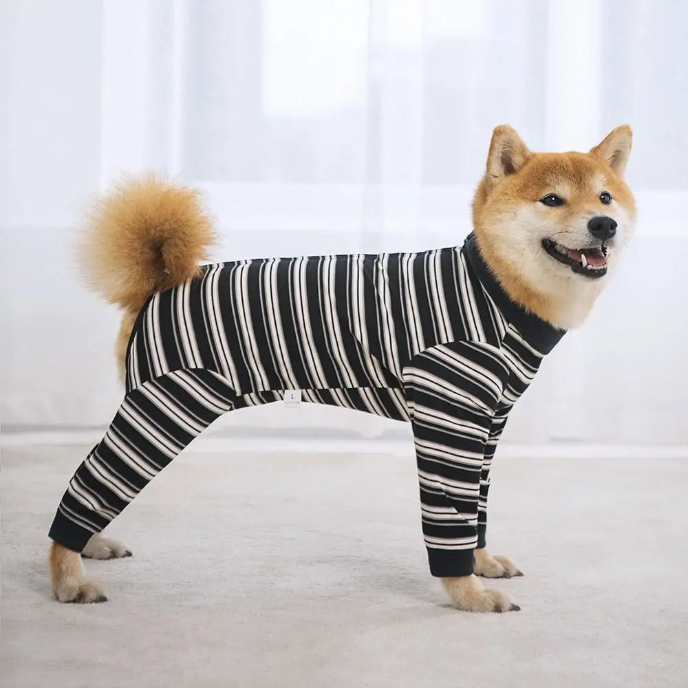 Striped Four-Leg Dog Pajama Jumpsuit