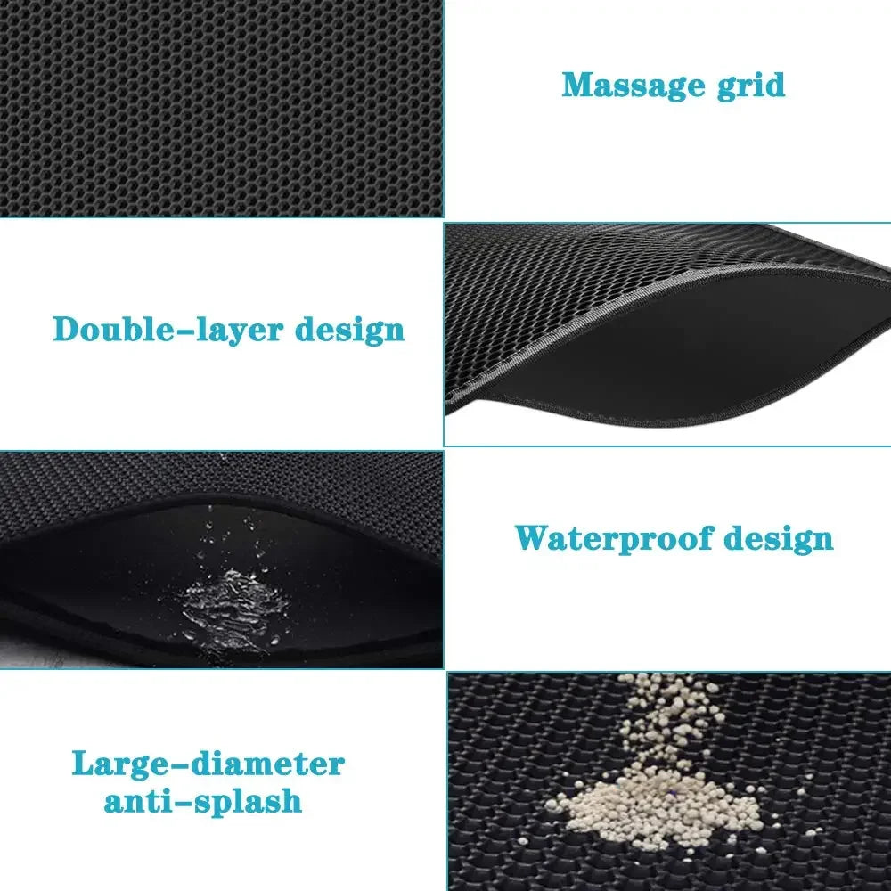 Double-Layer Waterproof Cat Litter Mat with Non-Slip Base
