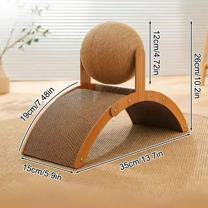 Griffoir en Bois 2-en-1 avec Balle en Sisal