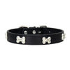 Black leather dog collar with silver stud embellishments