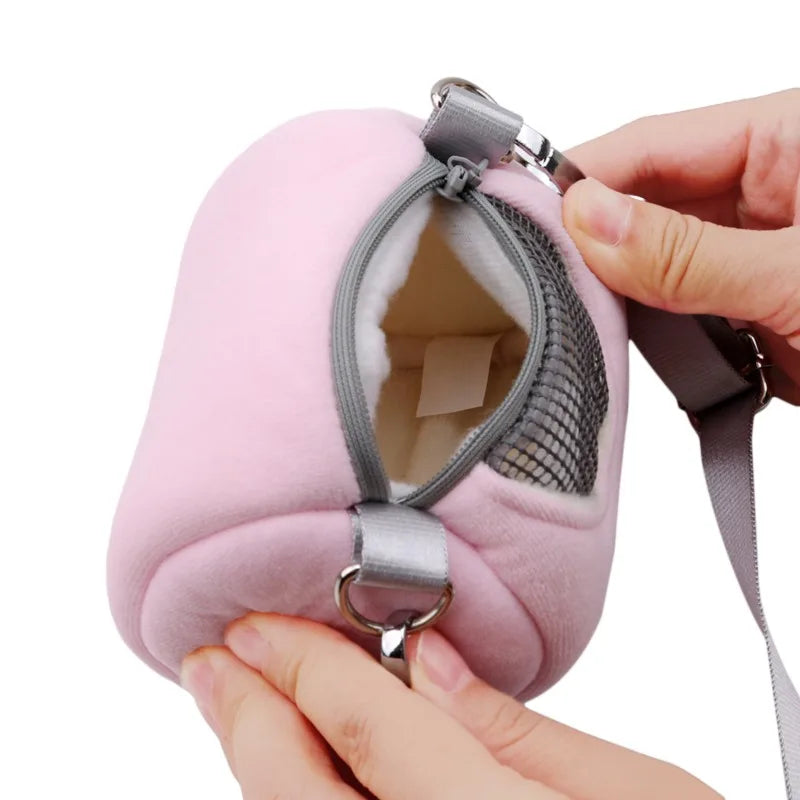 Mesh-Panel Hamster Crossbody Carrier