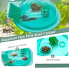 A clear plastic snail catcher trap is shown with a snail inside, designed for aquarium fish tanks.