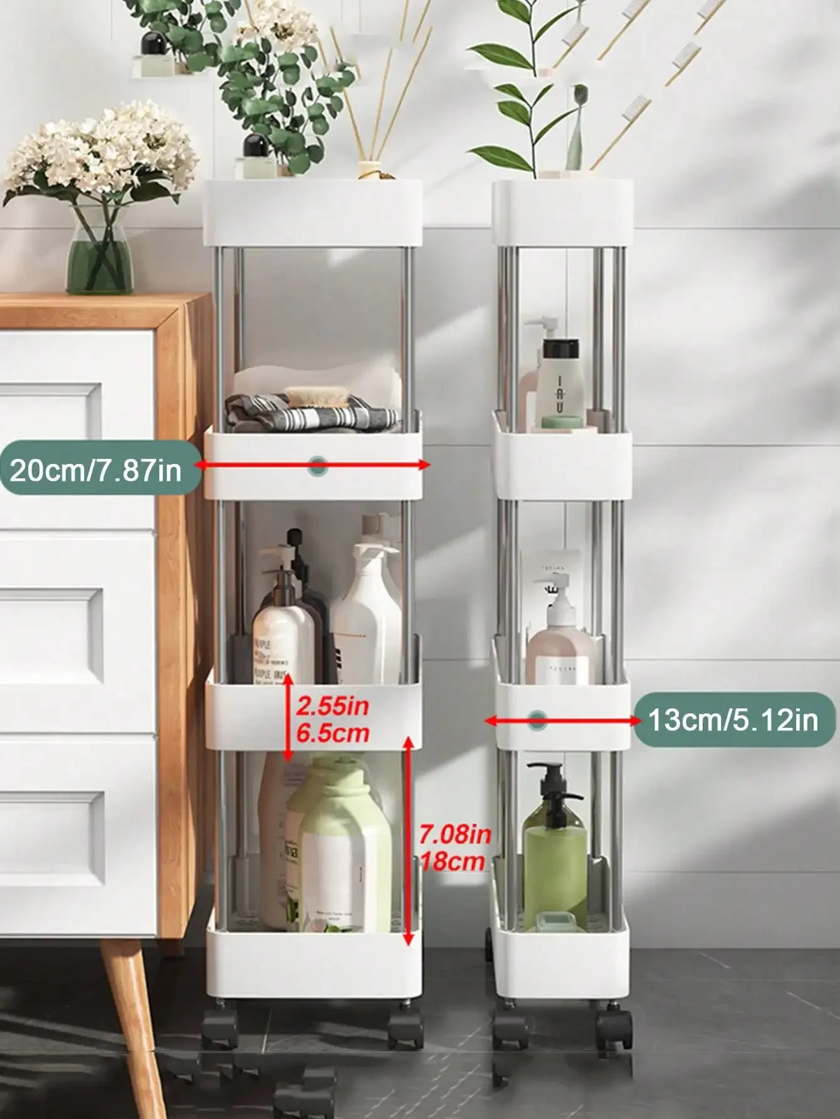 Rolling Utility Storage Cart with 3/4 Tiers