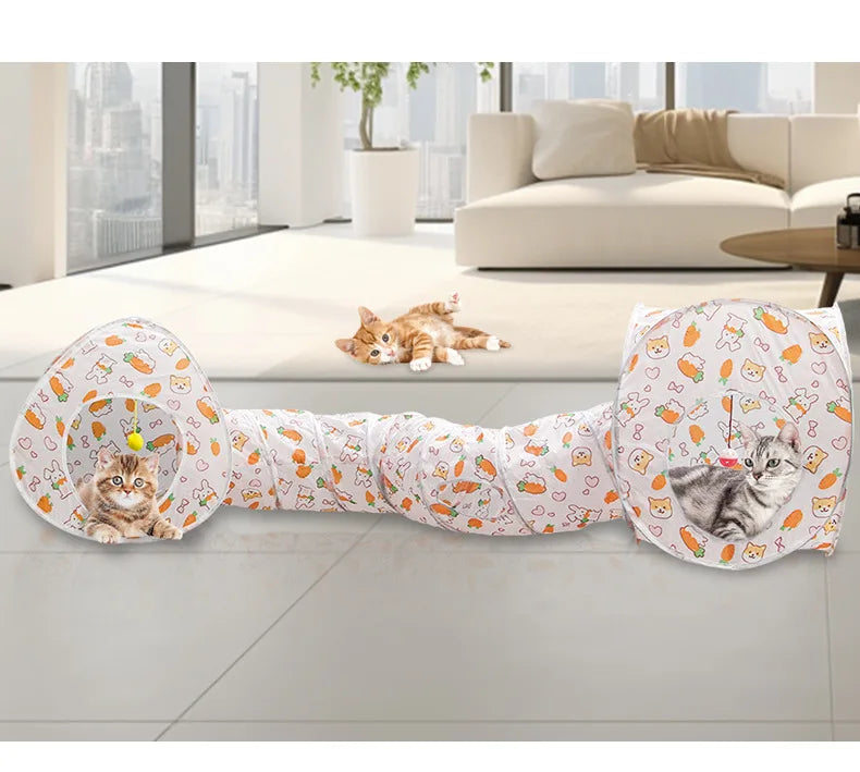 Foldable Cat Play Tunnel with S-Shaped Design