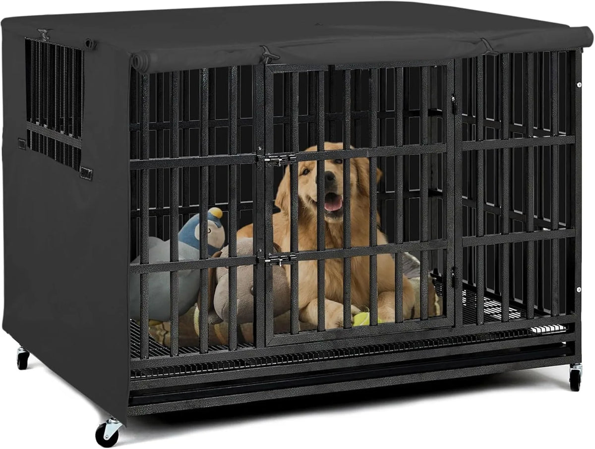 Heavy Duty Dog Crate Cover for 42-Inch Wire Kennels – Black