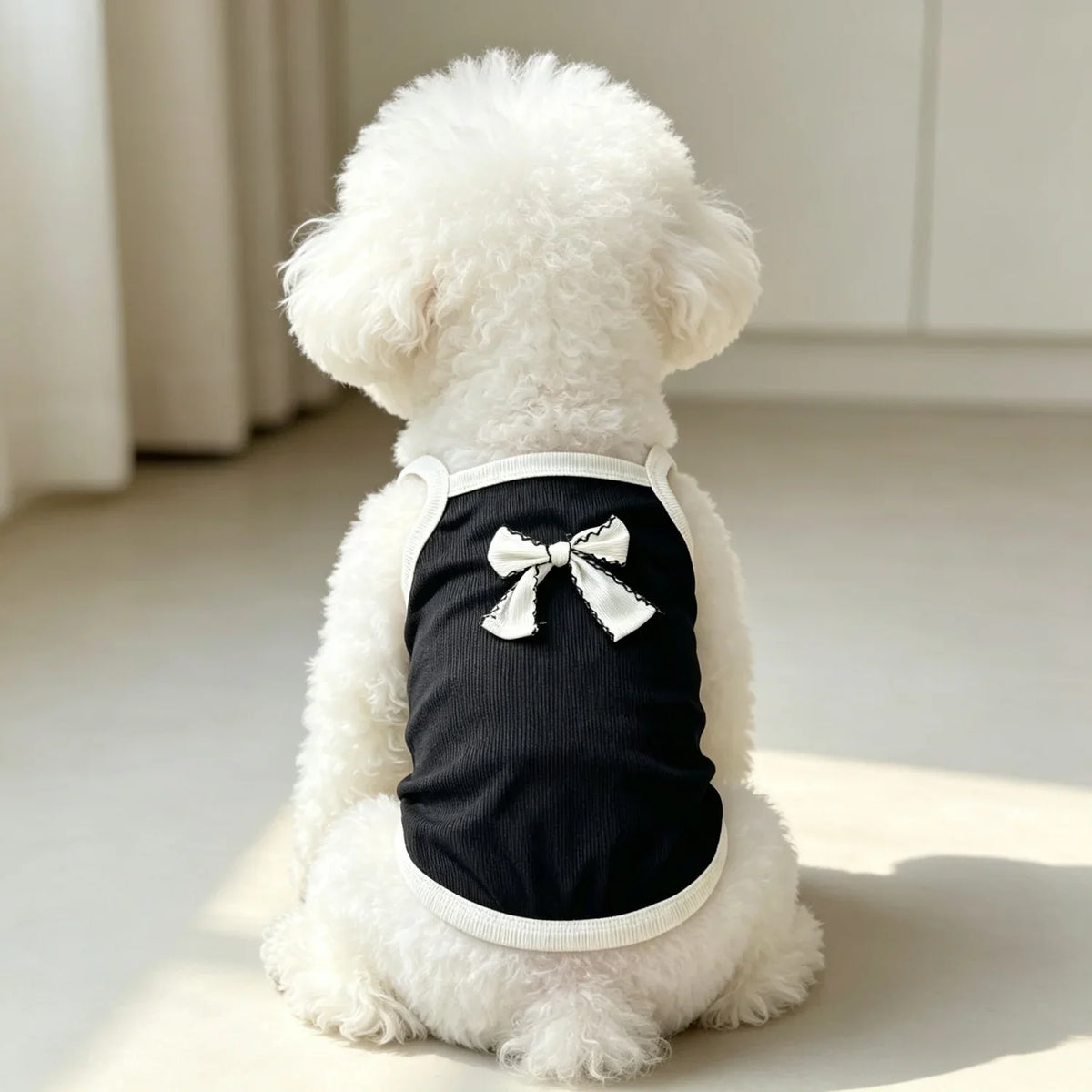 Ribbed Sleeveless Pet Vest with Bow Knot for Small Dogs and Cats