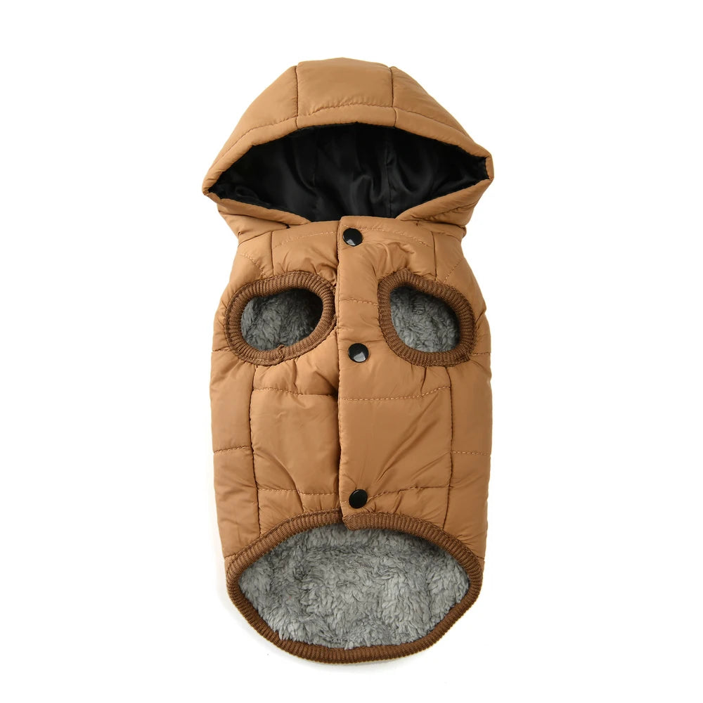 Sweat à capuche en polaire beige avec poches à la poitrine et anneau D pour laisse en cuir.