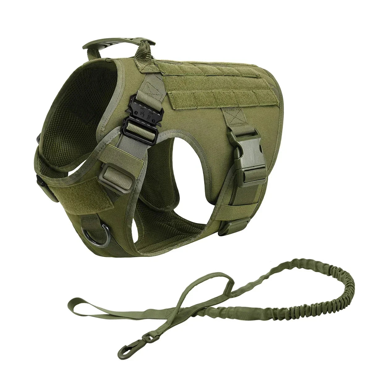 Tactical Dog Harness with MOLLE Pouches and Collar Set